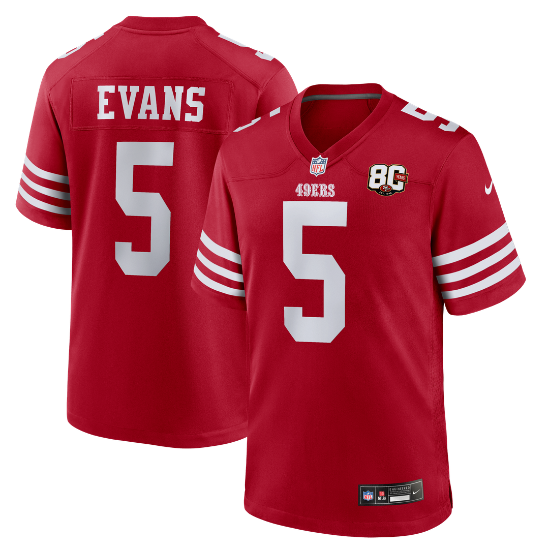 Mike Evans San Francisco 49ers Scarlet 80th Anniversary Game Jersey
