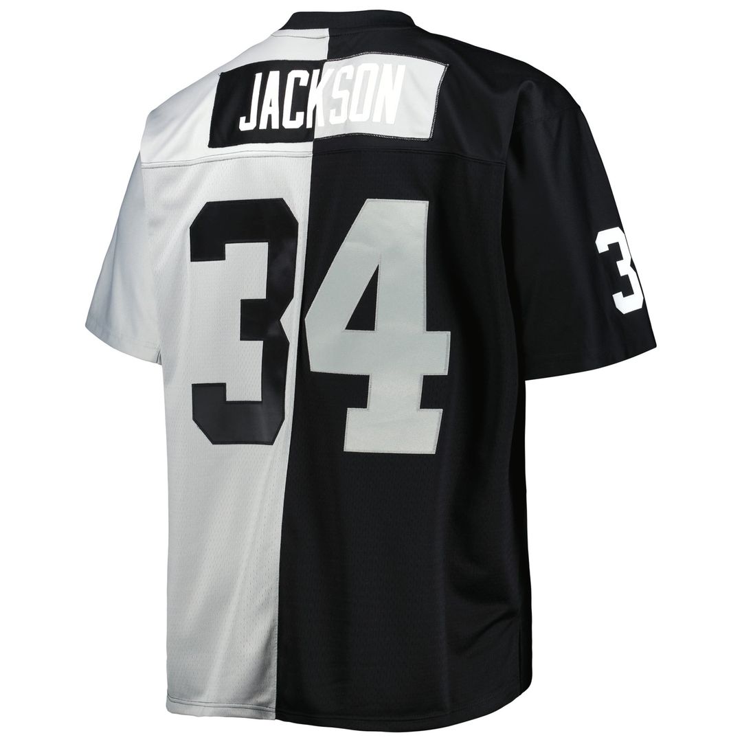 Bo Jackson Las Vegas Raiders Black/Silver Big & Tall Split Legacy Retired Player Replica Jersey