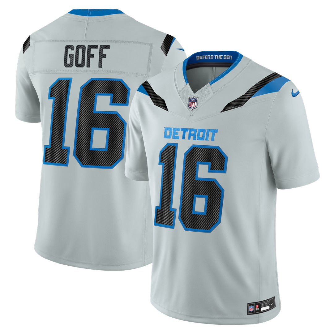 Jared Goff Detroit Lions Silver 2026 Rivalries Collection Stitched Limited Jersey