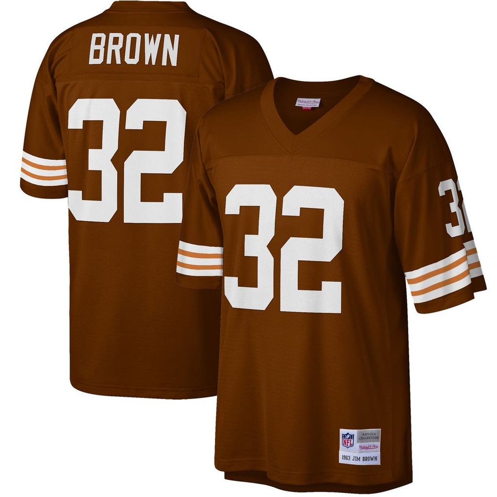 Jim Brown Cleveland Browns Brown Big & Tall 1963 Retired Player Replica Jersey