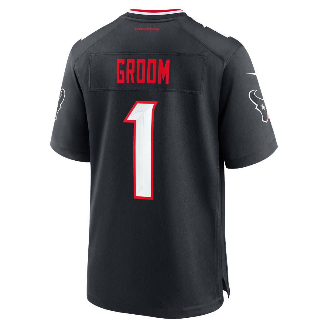 Houston Texans Number 1 Groom Navy Game Jersey