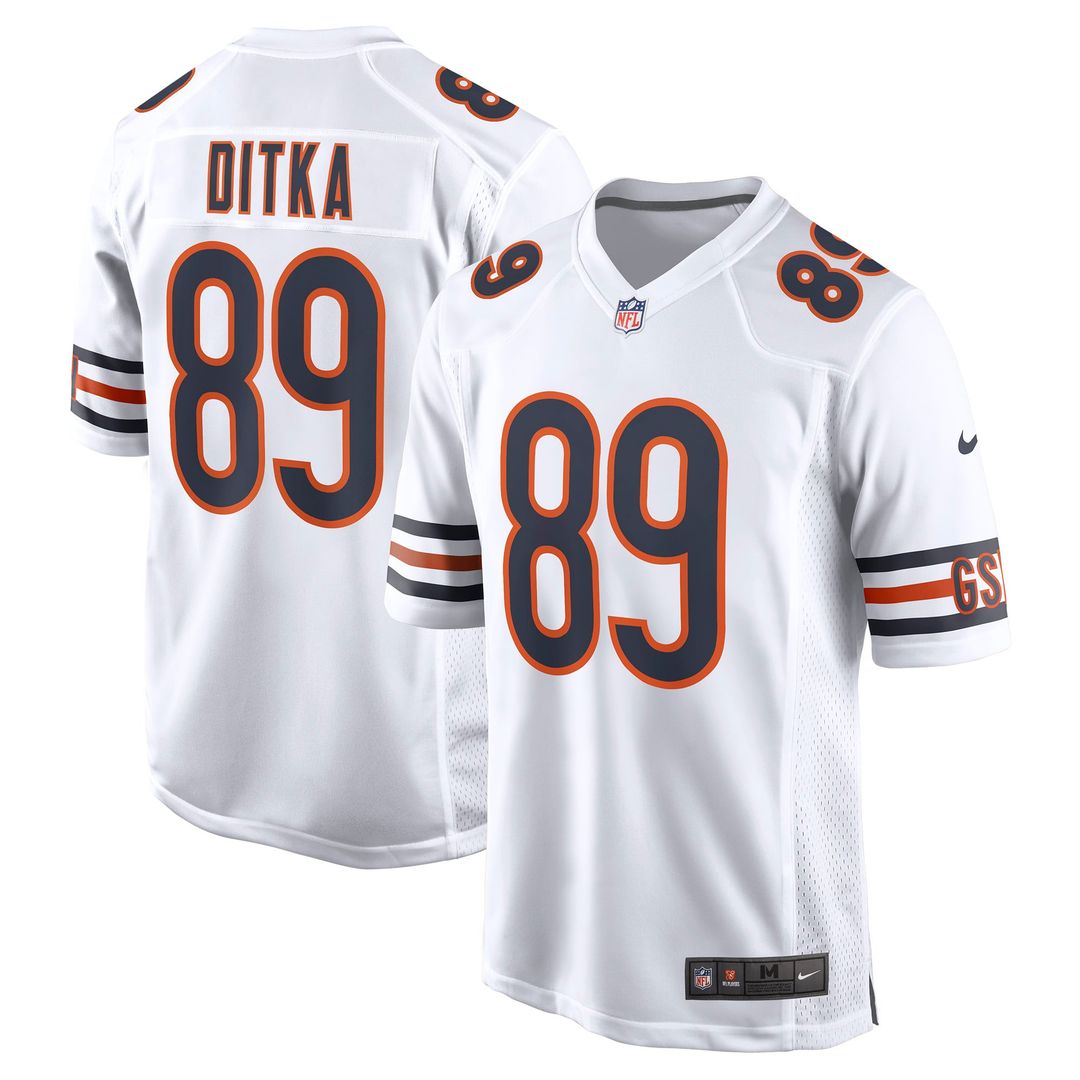 Mike Ditka Chicago Bears White Retired Player Game Jersey