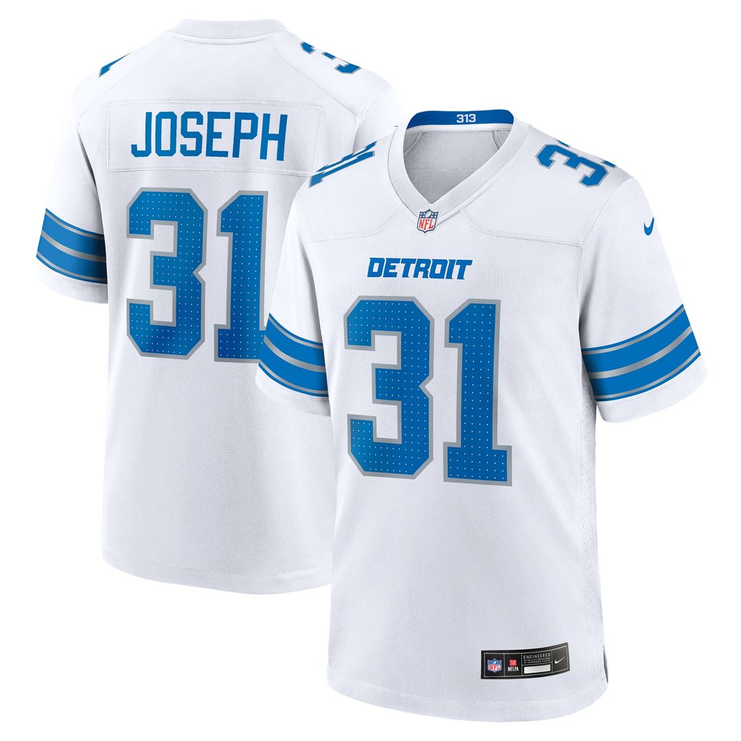 Kerby Joseph Detroit Lions White Game Jersey
