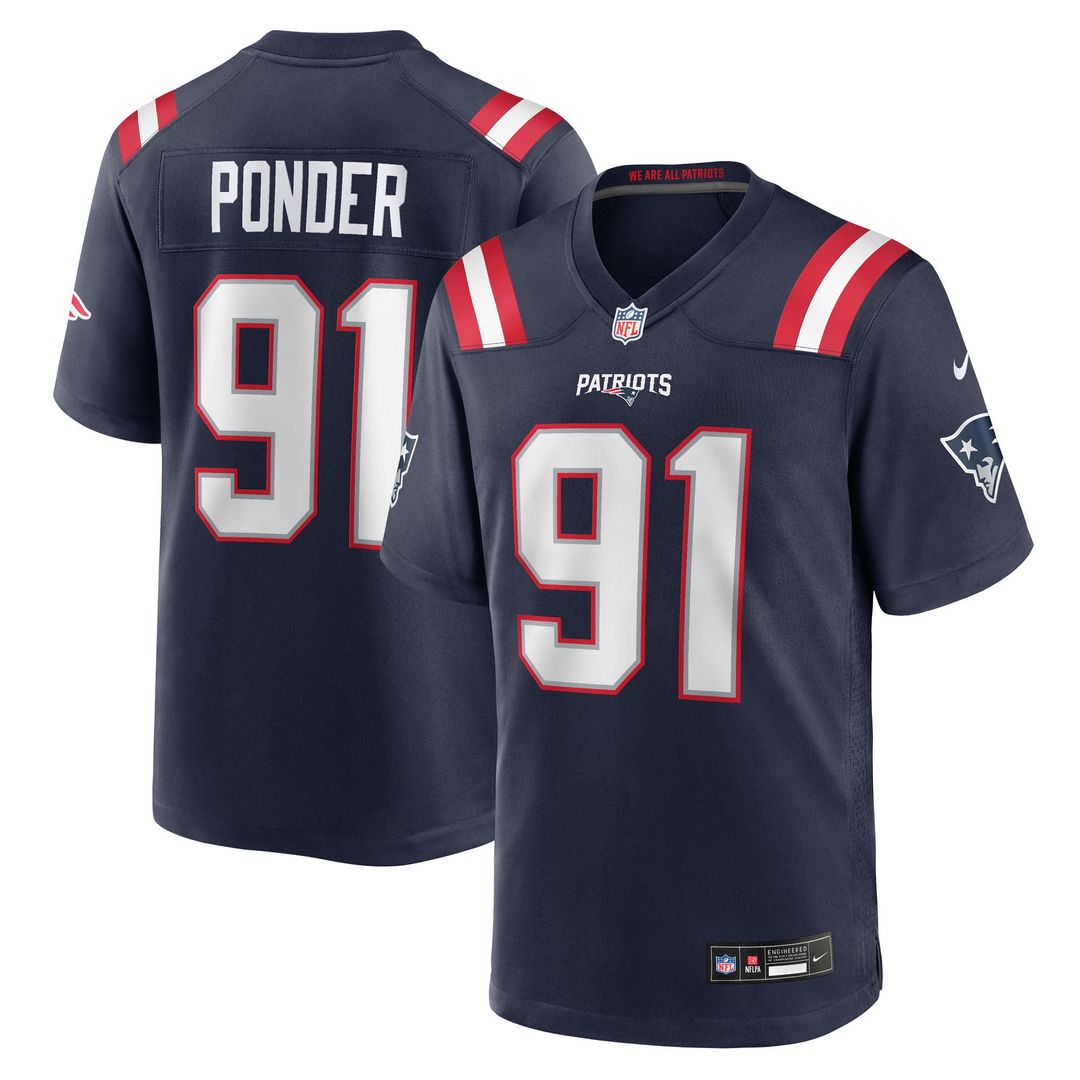 Elijah Ponder New England Patriots Navy Team Game Jersey