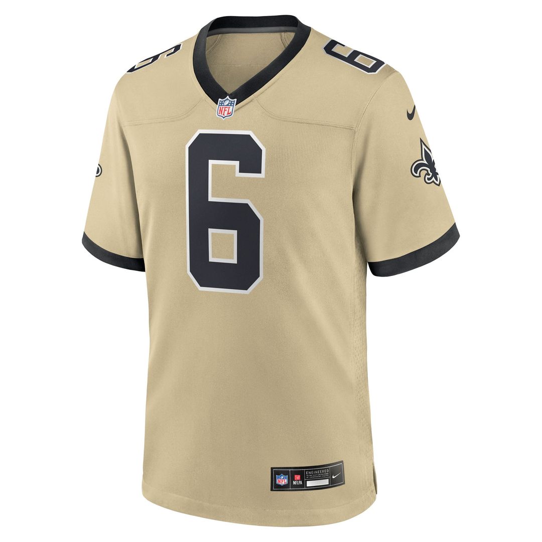 Tyler Shough New Orleans Saints Gold Alternate Game Player Jersey