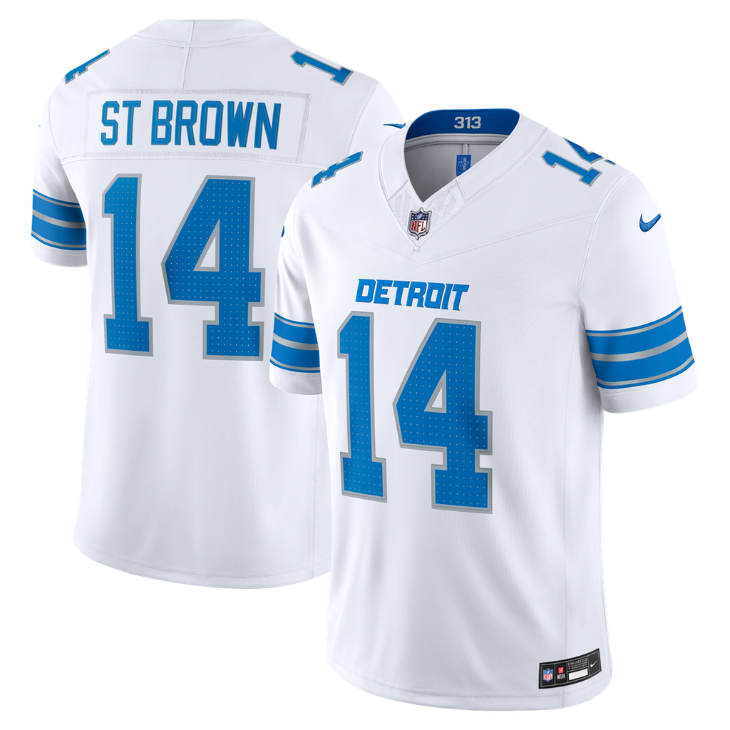 Amon-Ra St. Brown Detroit Lions White Vapor F.U.S.E. Stitched Limited Jersey