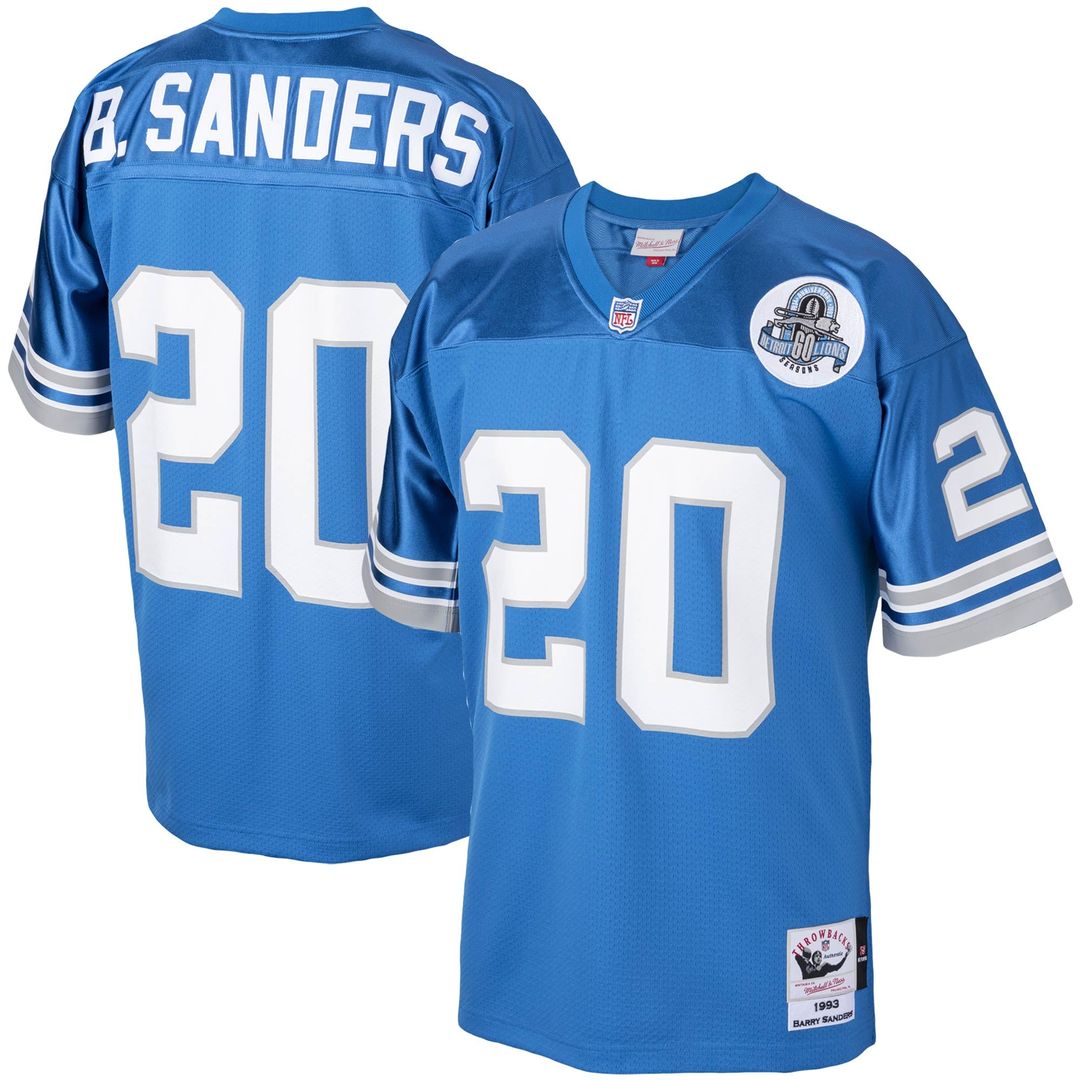 Barry Sanders Detroit Lions 1993 Blue Authentic Throwback Retired Player Jersey