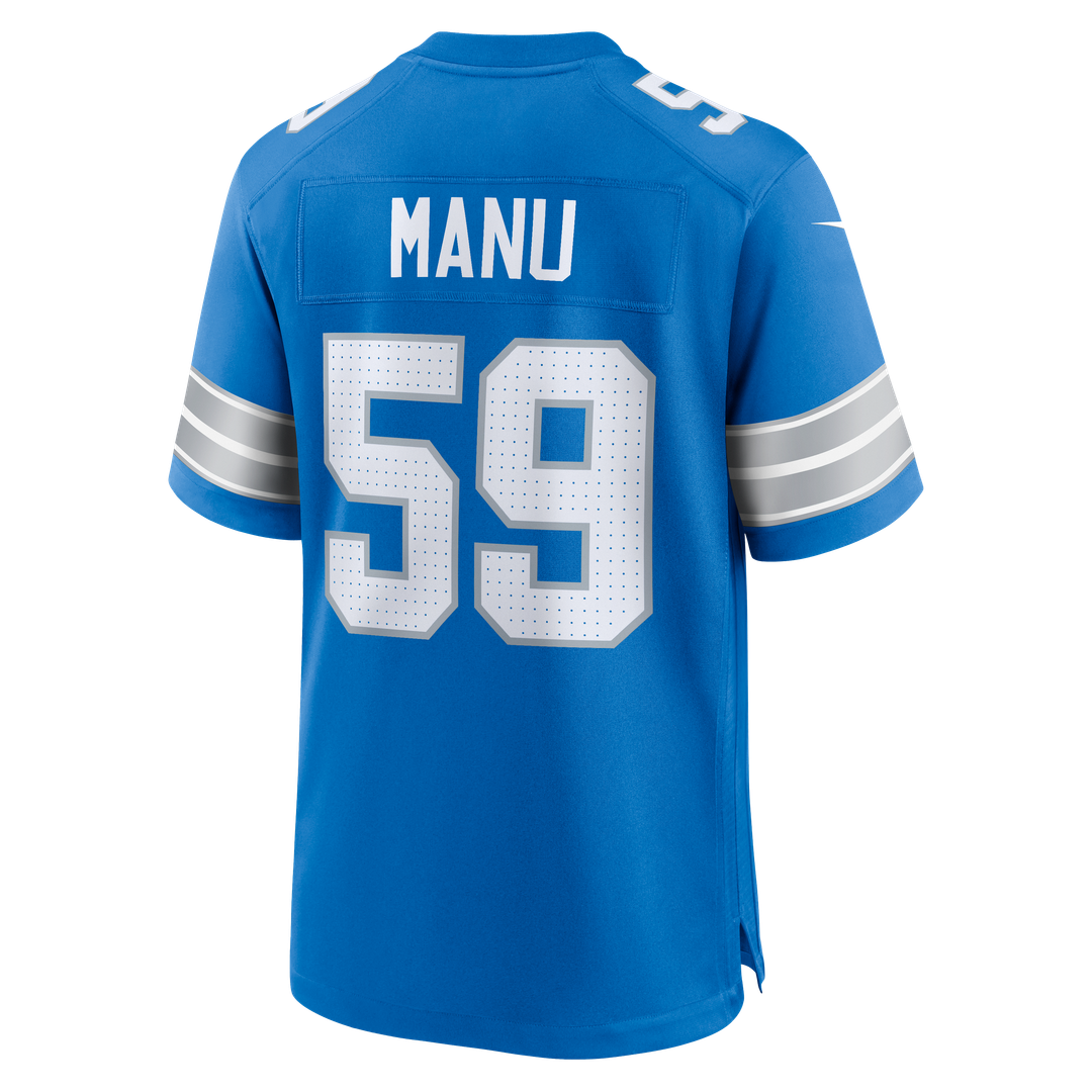 Giovanni Manu Detroit Lions Blue Team Game Jersey