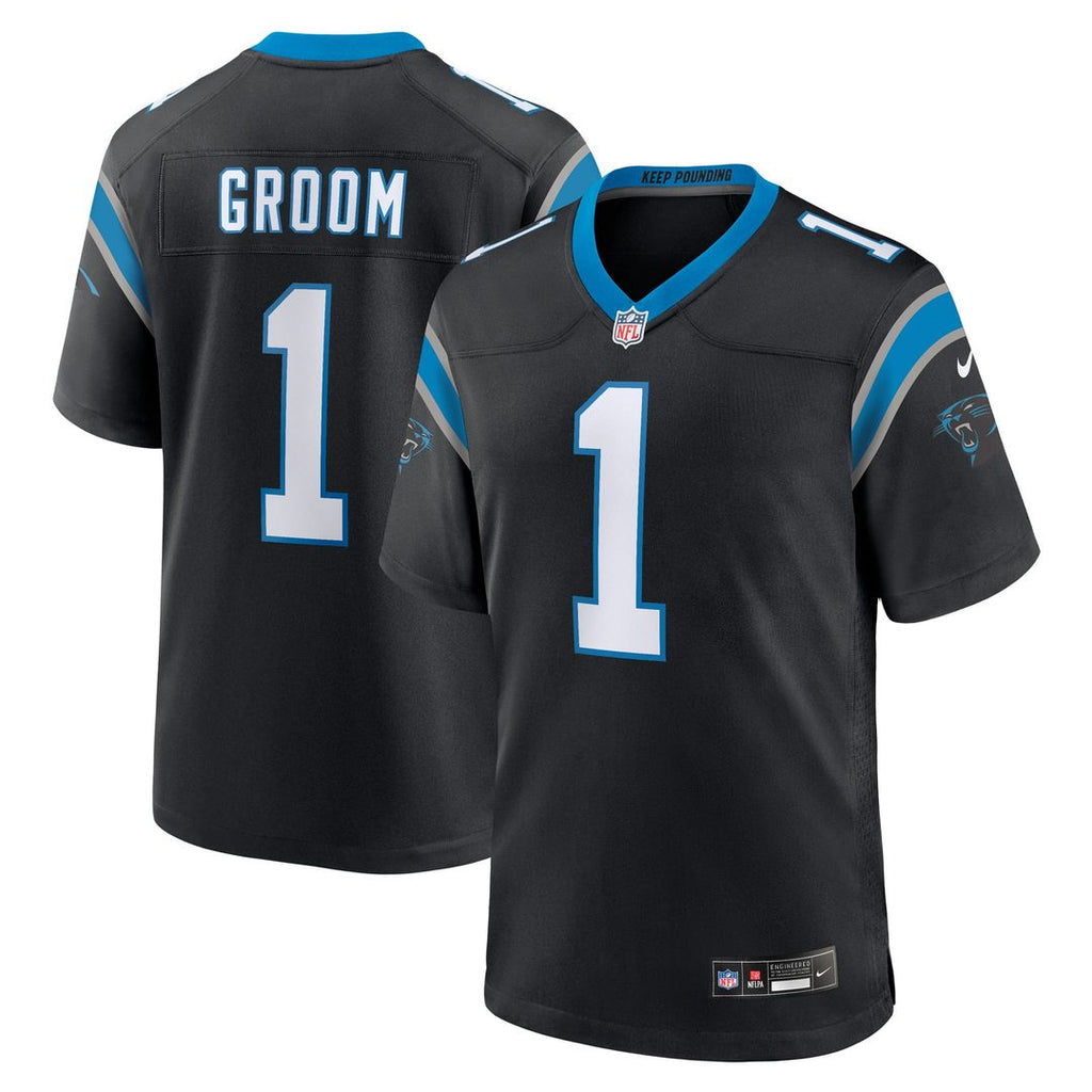 Carolina Panthers Number 1 Groom Black Game Jersey