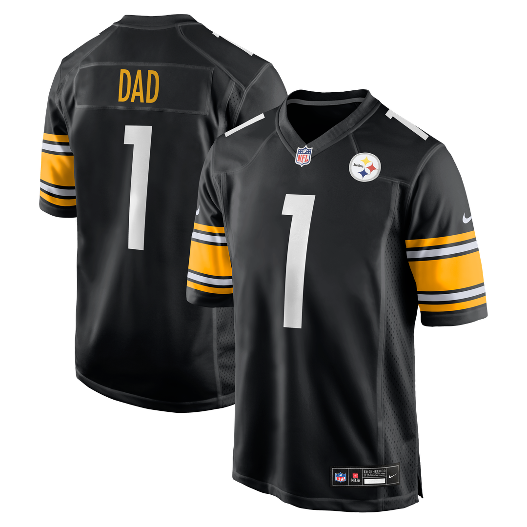 Pittsburgh Steelers Number 1 Dad Black Game Jersey