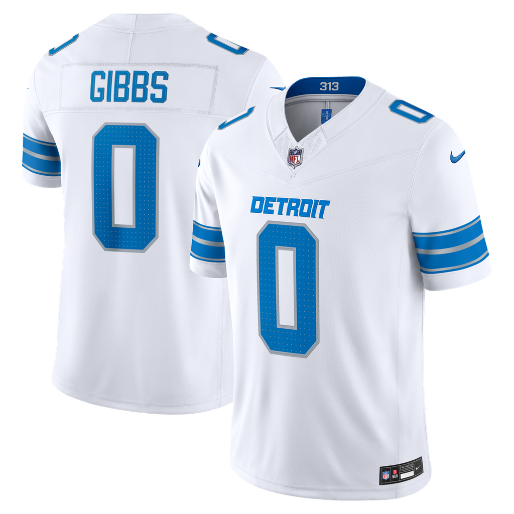 Jahmyr Gibbs Detroit Lions White Vapor F.U.S.E. Stitched Limited Jersey