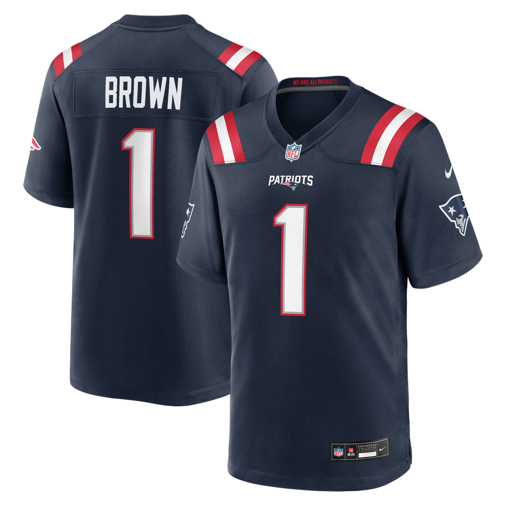 A.J. Brown New England Patriots Navy Team Game Jersey