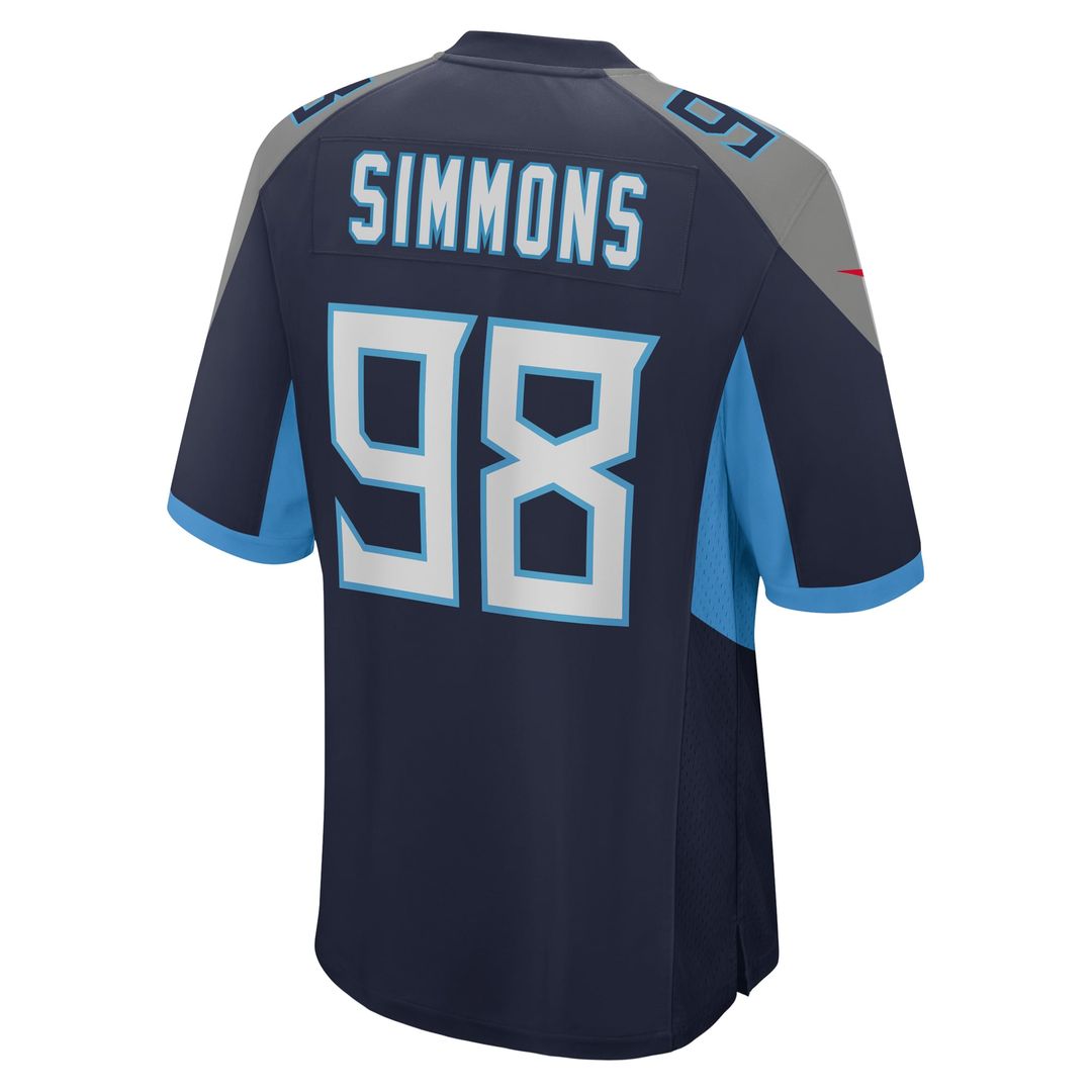Jeffery Simmons Tennessee Titans Navy Game Jersey