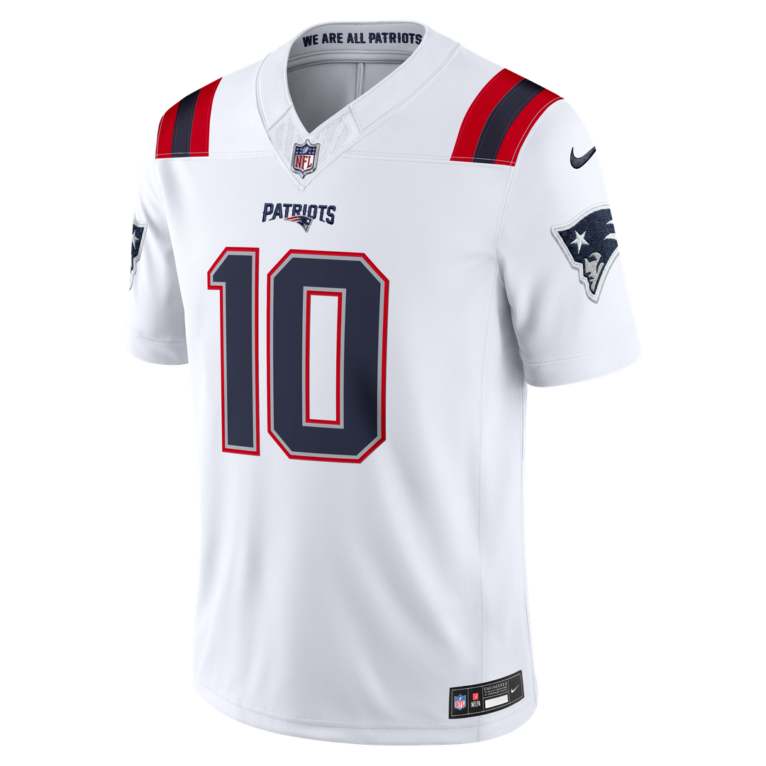 Drake Maye New England Patriots White Vapor F.U.S.E. Stitched Limited Jersey