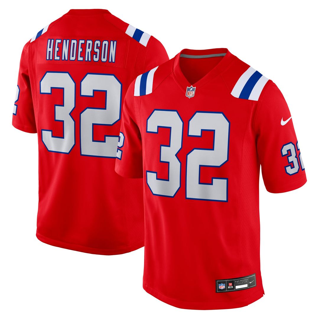 TreVeyon Henderson New England Patriots Red Alternate Game Player Jersey