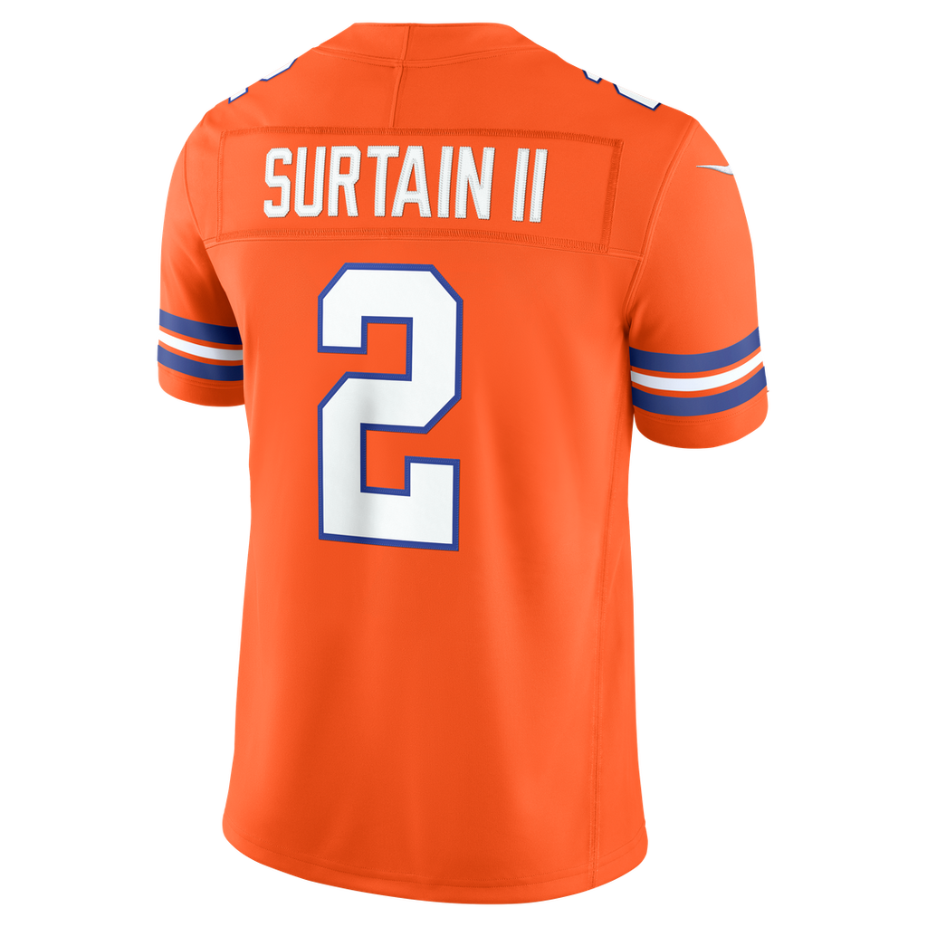 Pat Surtain II Denver Broncos Orange Alternate Mile High Collection 1977 Throwback Vapor F.U.S.E. Stitched Limited Jersey