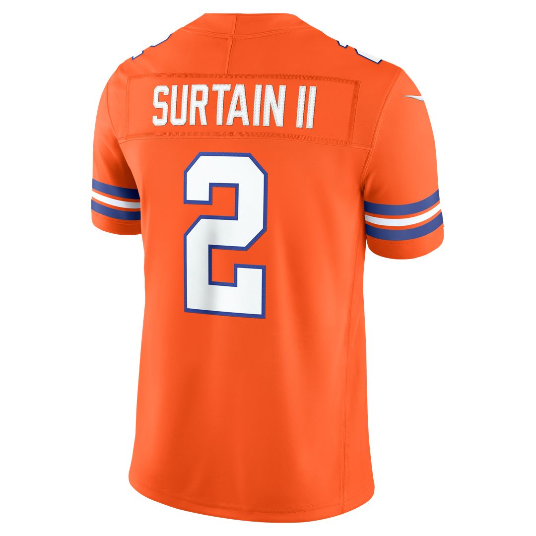 Pat Surtain II Denver Broncos Orange Alternate Mile High Collection 1977 Throwback Vapor F.U.S.E. Stitched Limited Jersey
