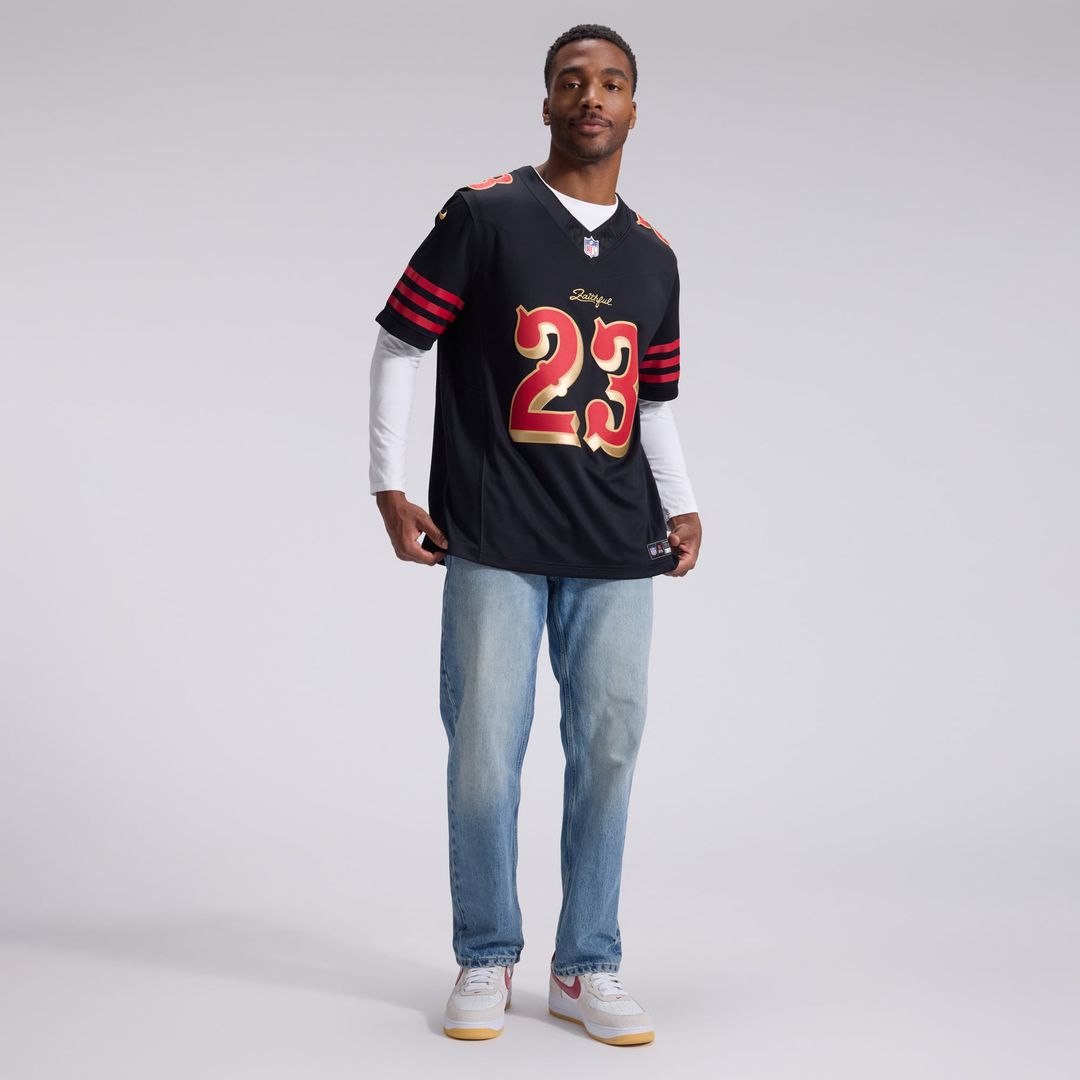 Christian McCaffrey San Francisco 49ers Black Rivalries Collection Stitched Limited Jersey
