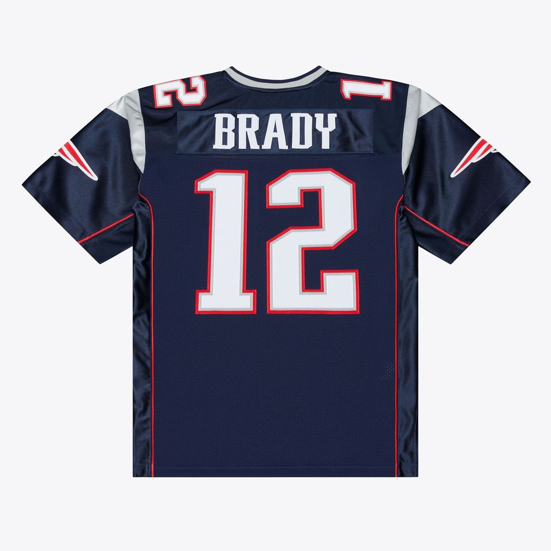 New England Patriots Tom Brady Navy Super Bowl XXXVI Authentic Throwback Jersey