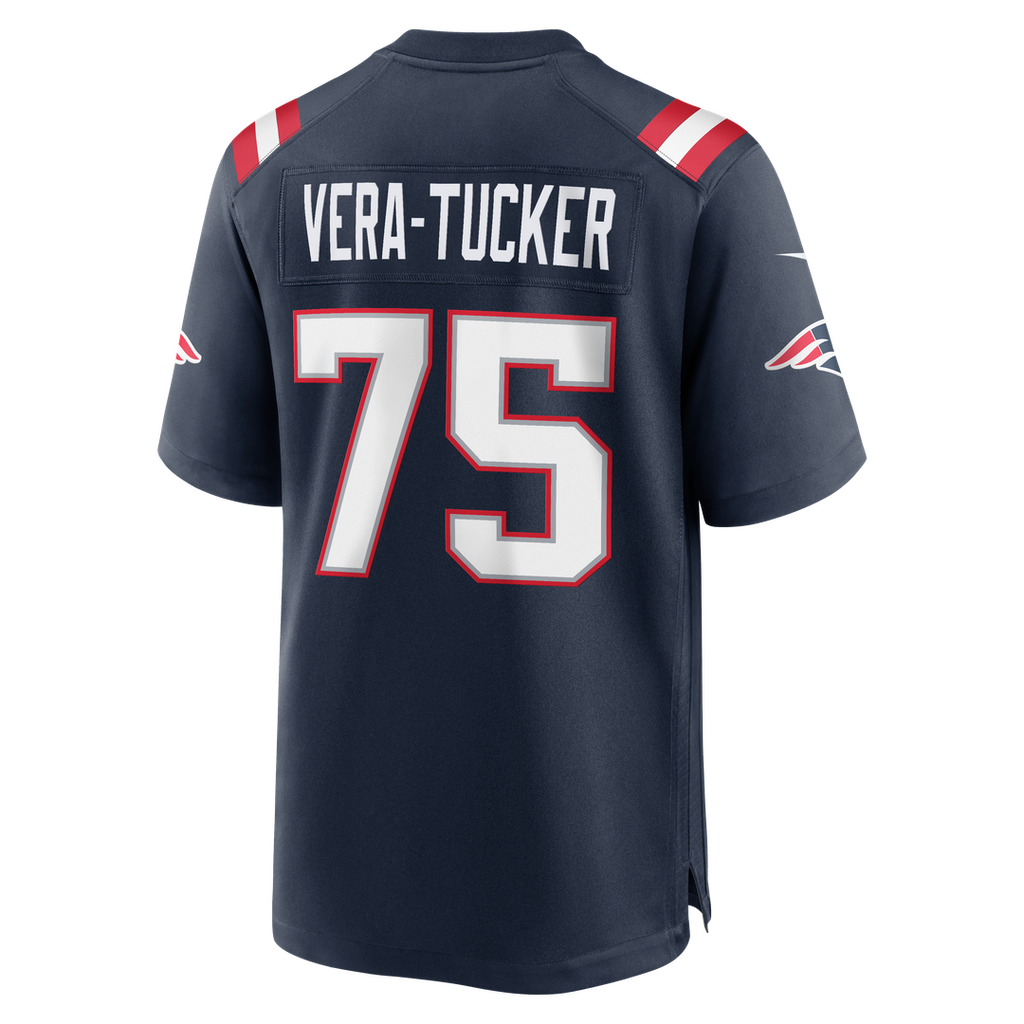 Alijah Vera-Tucker New England Patriots Navy Team Game Jersey