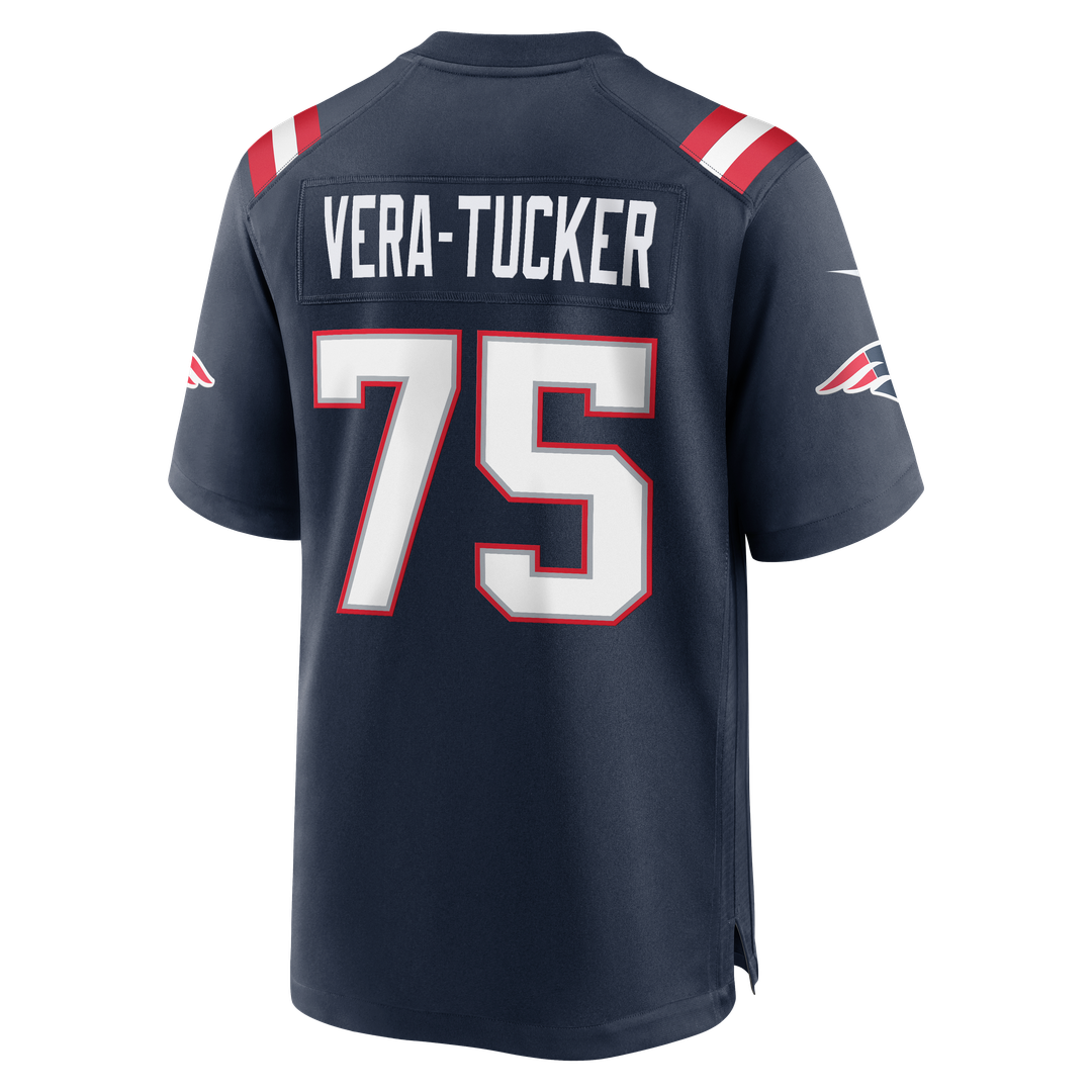 Alijah Vera-Tucker New England Patriots Navy Team Game Jersey