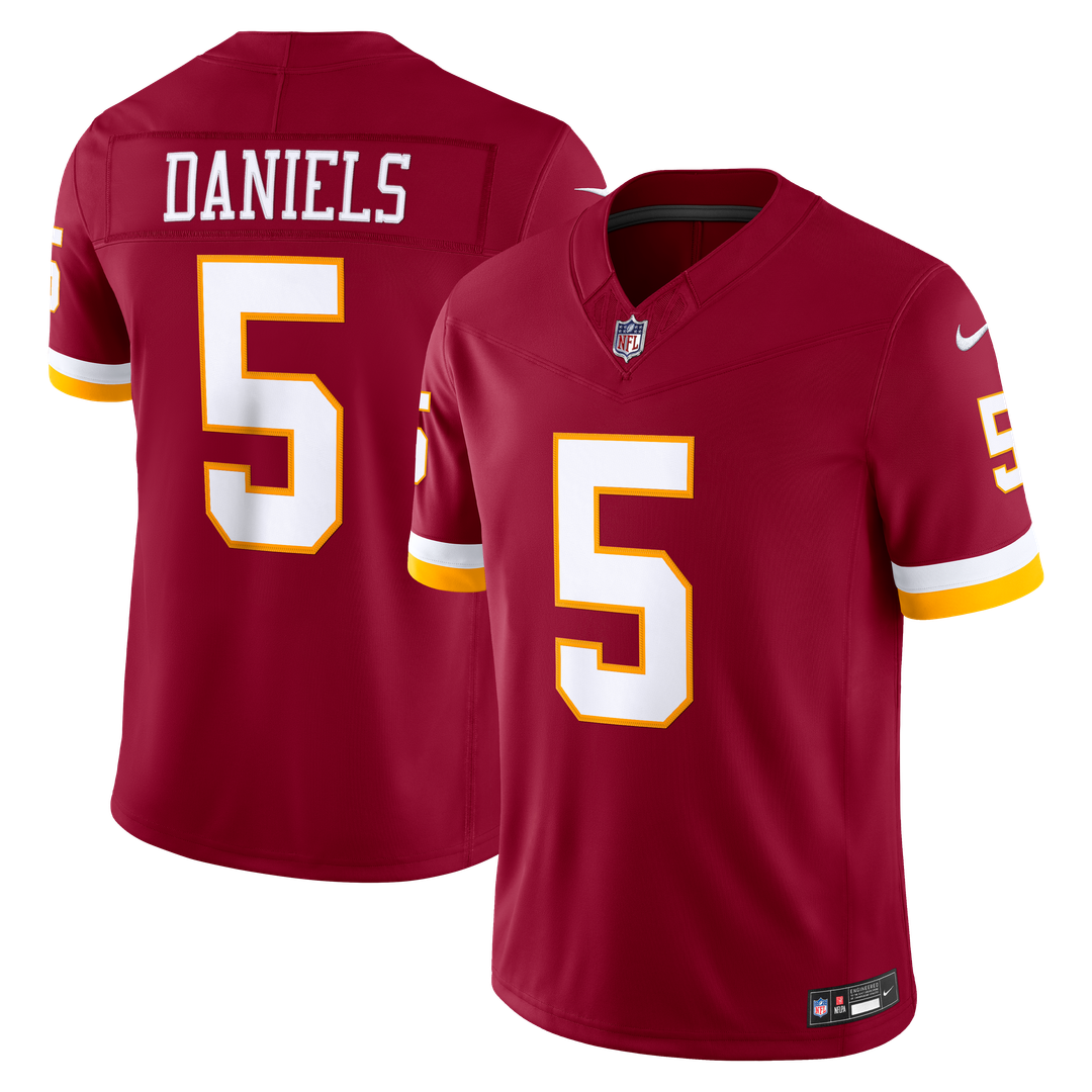 Jayden Daniels Washington Commanders White Vapor F.U.S.E. Stitched Limited Jersey