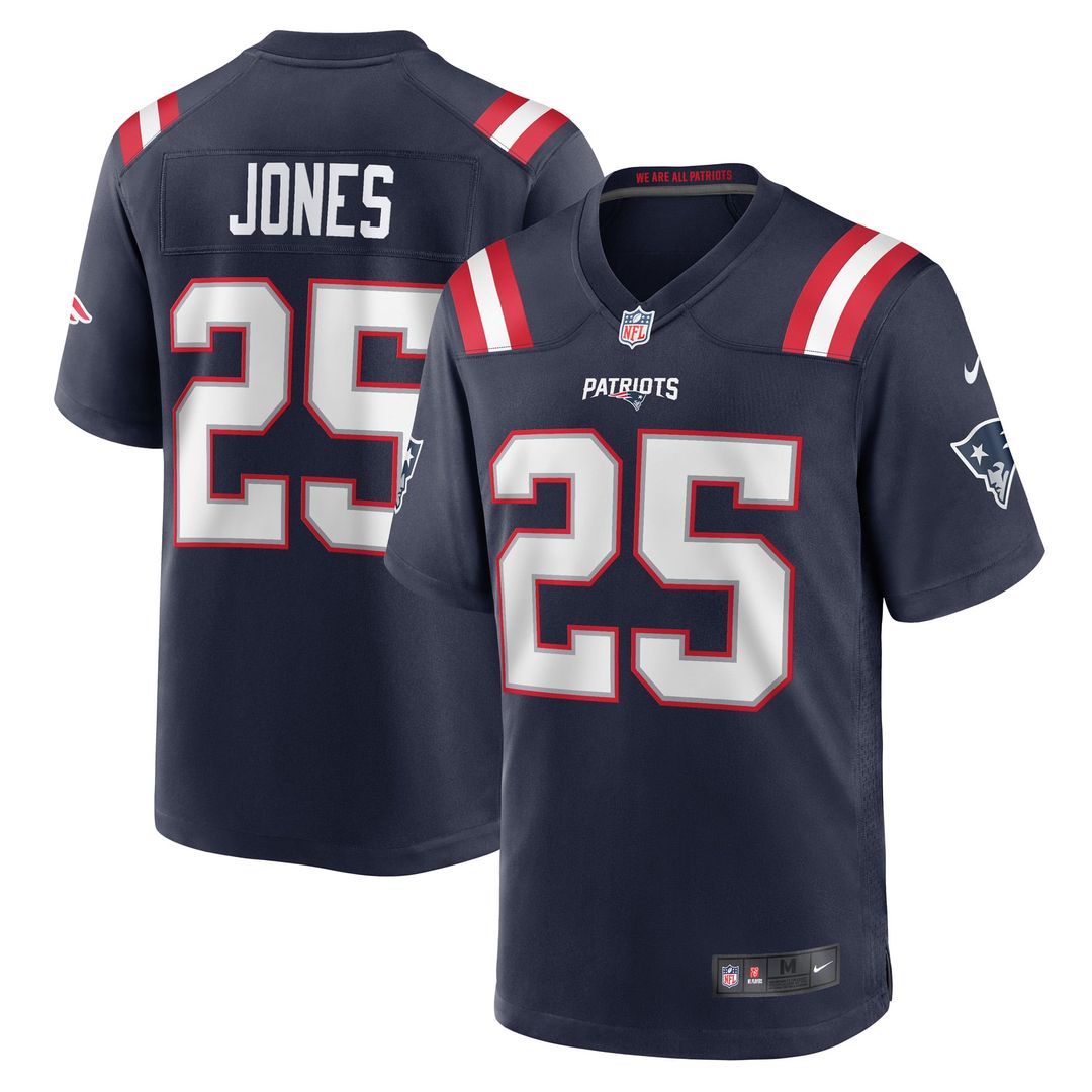 Marcus Jones New England Patriots Navy Game Player Jersey