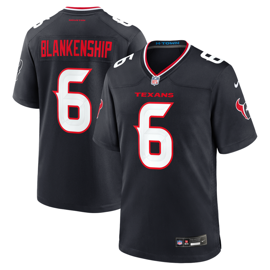 Reed Blankenship Houston Texans Navy Team Game Jersey