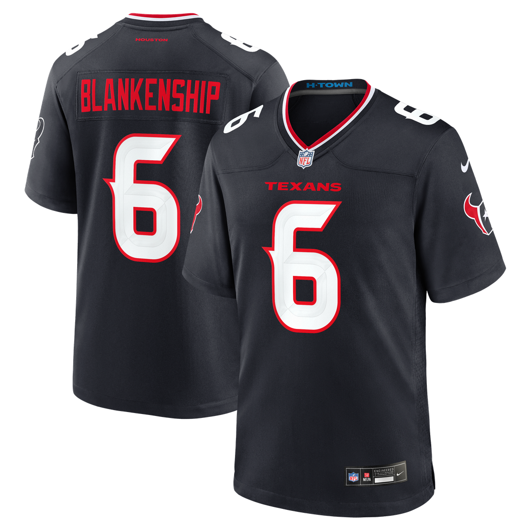 Reed Blankenship Houston Texans Navy Team Game Jersey