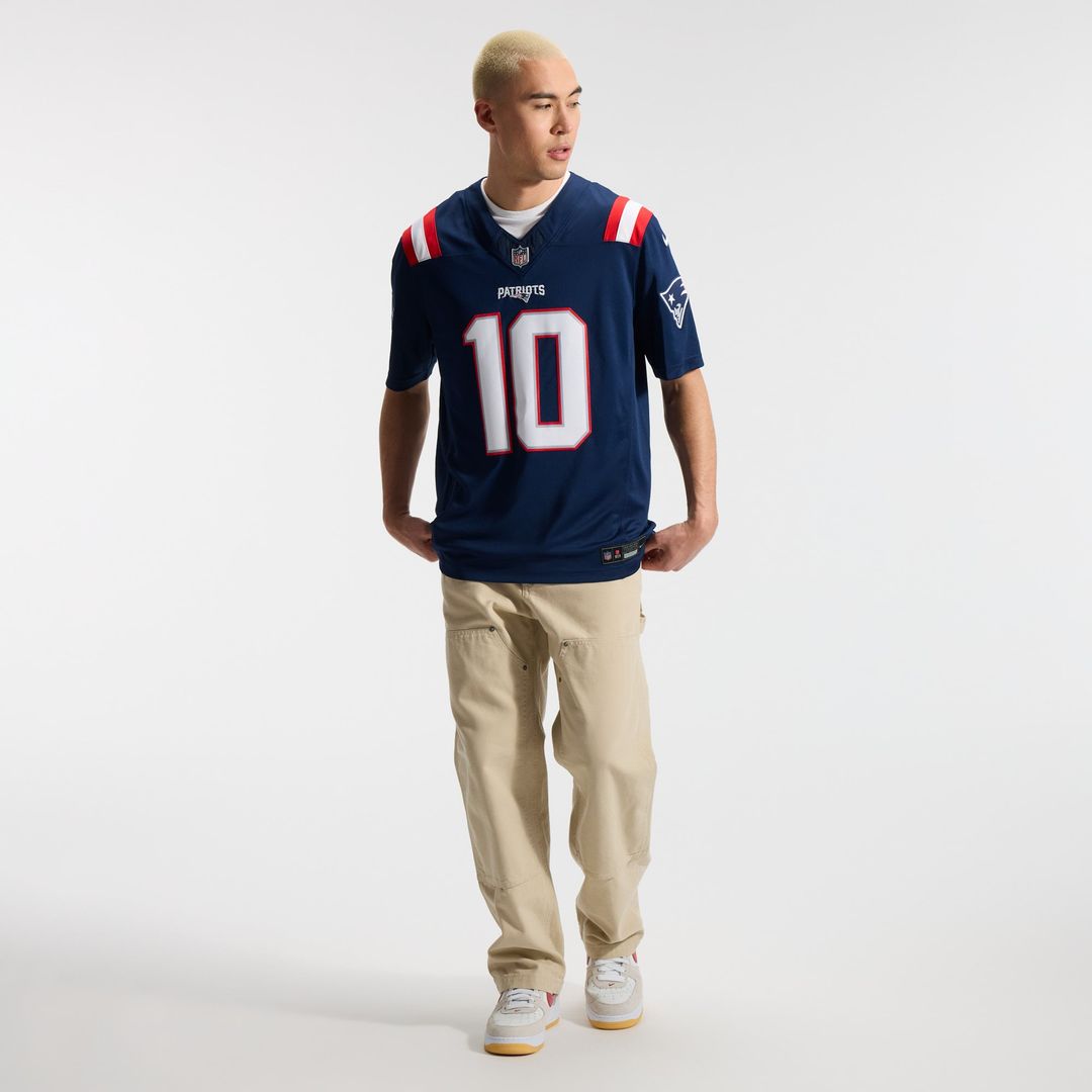 Drake Maye New England Patriots Navy Team Vapor F.U.S.E. Stitched Limited Jersey