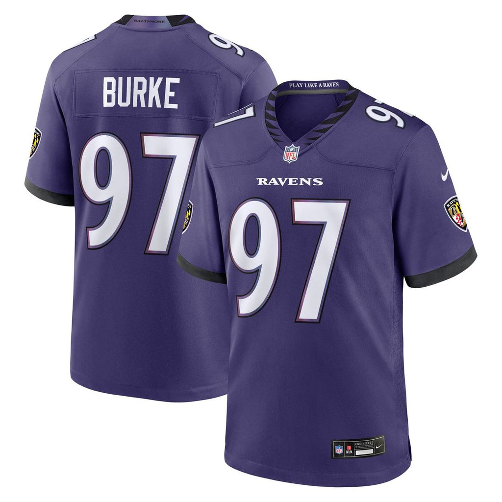 Ethan Burke Baltimore Ravens Purple Team Game Jersey