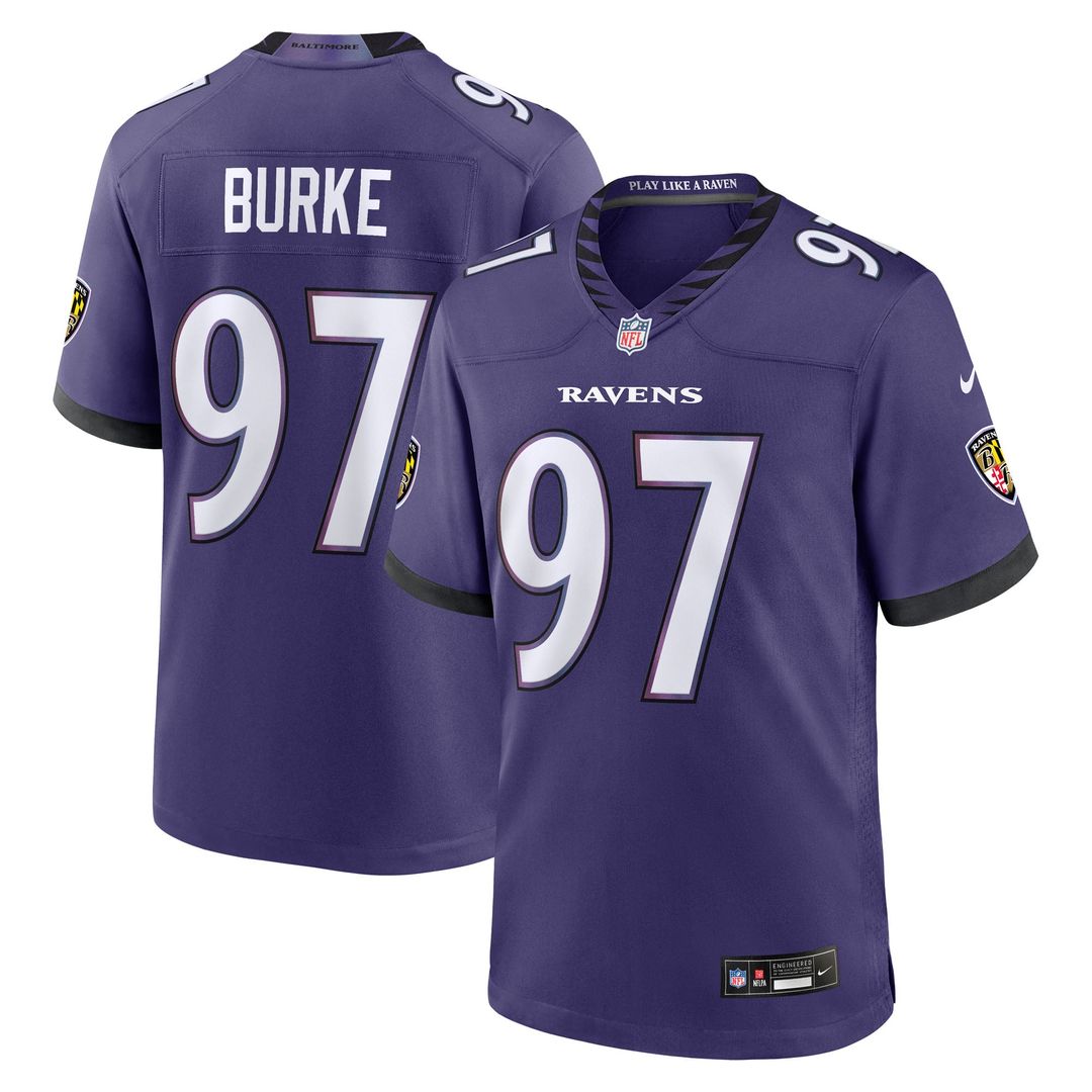 Ethan Burke Baltimore Ravens Purple Team Game Jersey