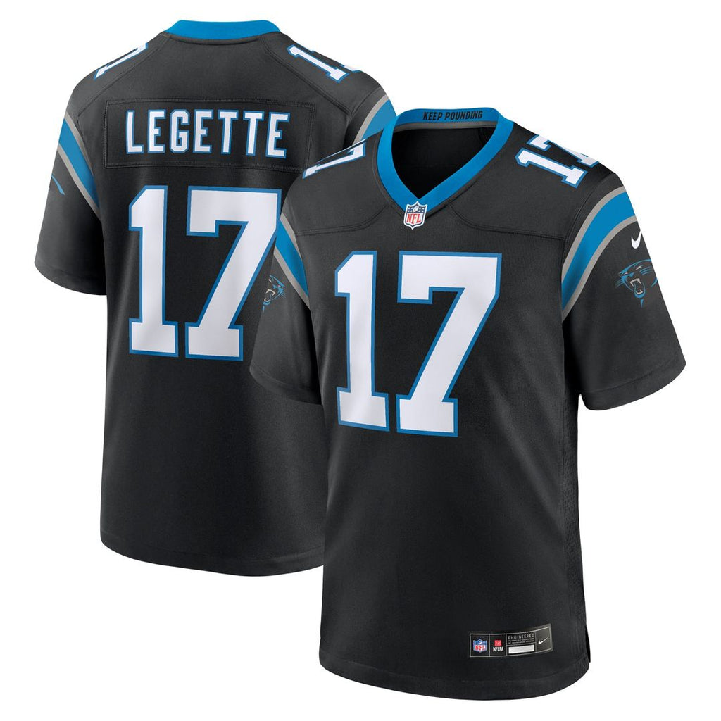Xavier Legette Carolina Panthers Black Team Game Player Jersey