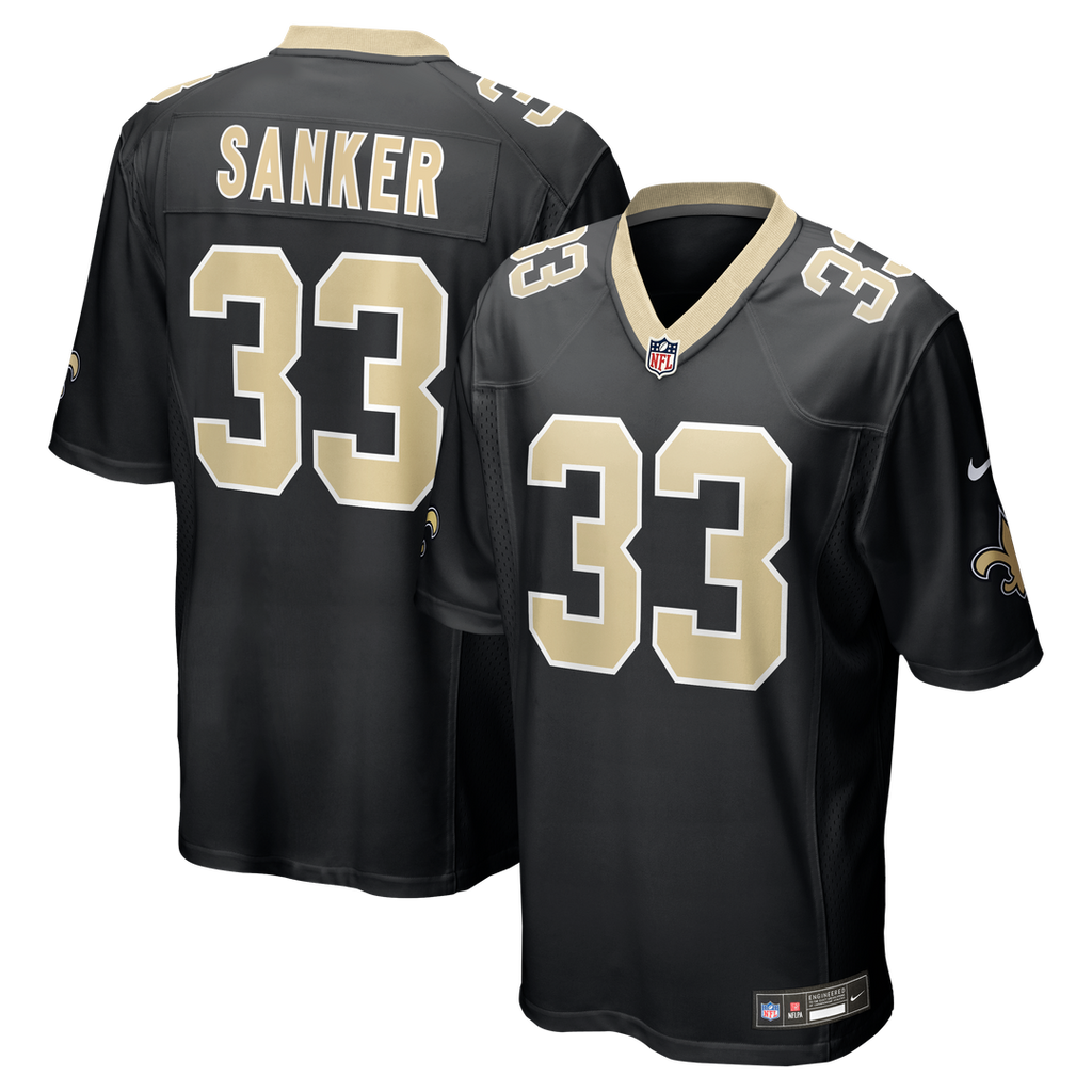 Jonas Sanker New Orleans Saints Black Team Game Jersey