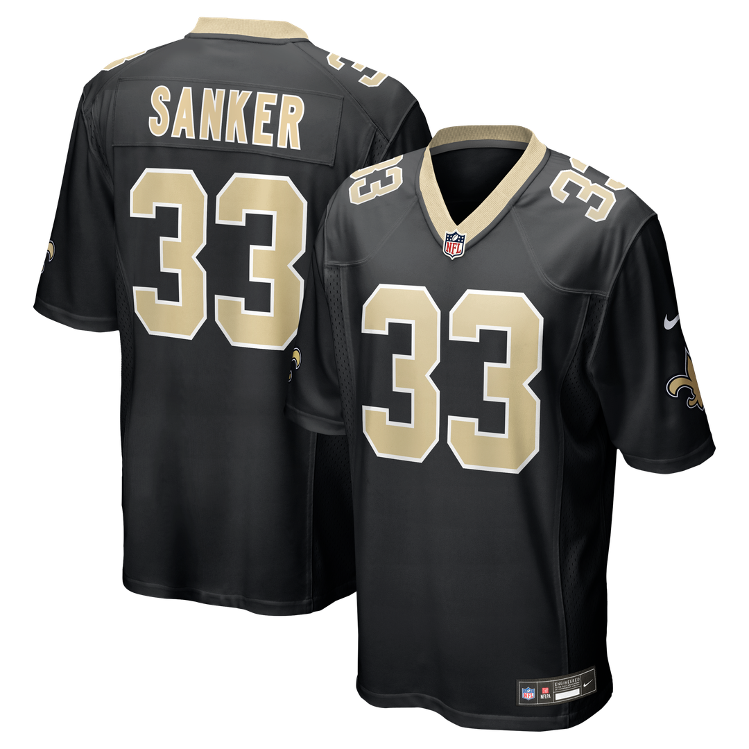 Jonas Sanker New Orleans Saints Black Team Game Jersey