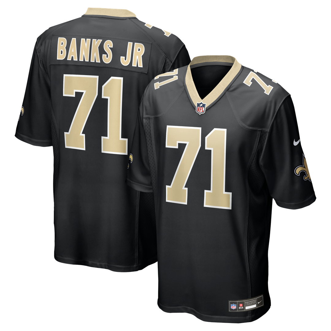 Kelvin Banks Jr. New Orleans Saints Black Game Player Jersey