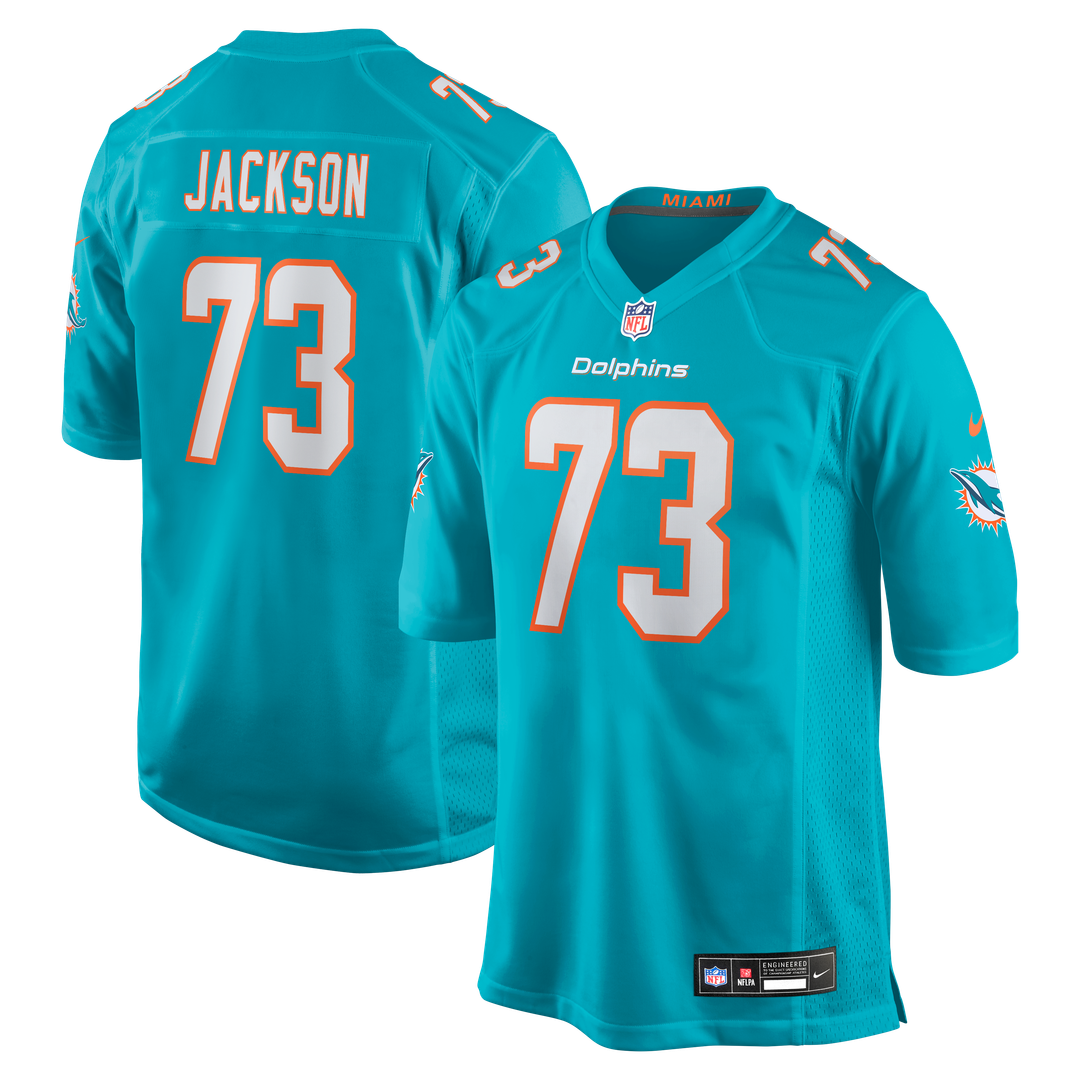 Austin Jackson Miami Dolphins Aqua Game Jersey