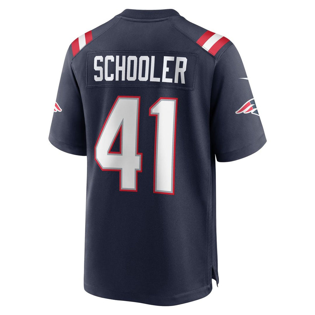 Brenden Schooler New England Patriots Navy Game Player Jersey