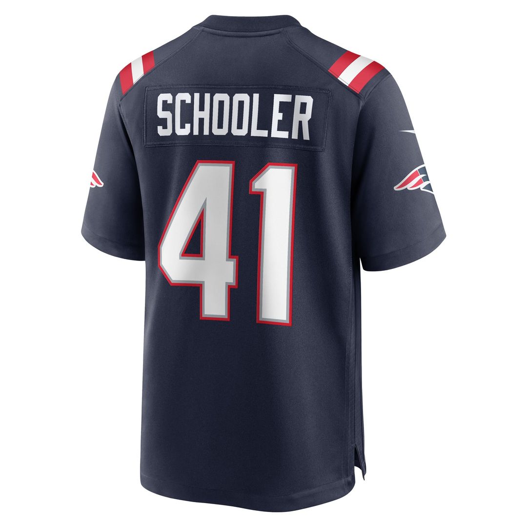 Brenden Schooler New England Patriots Navy Game Player Jersey