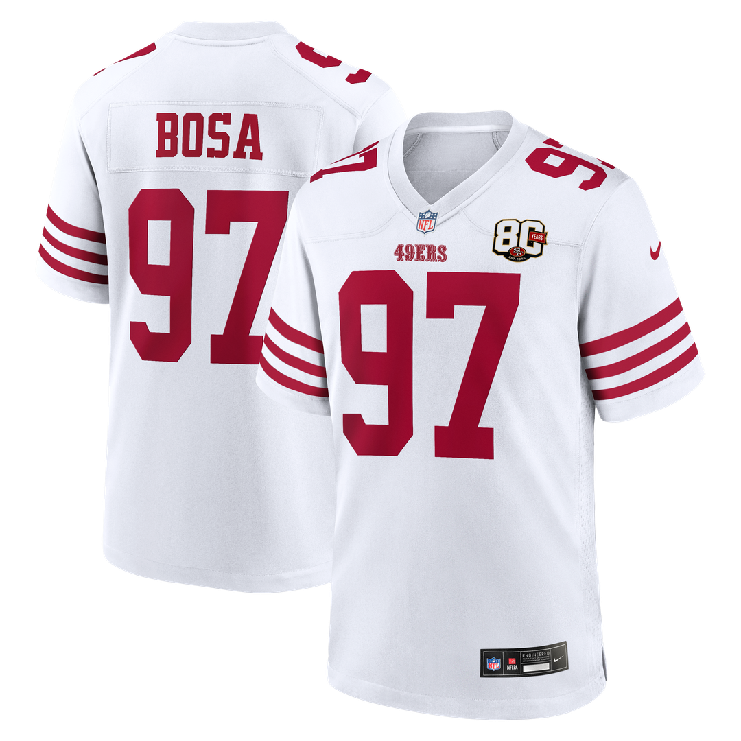 Nick Bosa San Francisco 49ers White 80th Anniversary Game Jersey