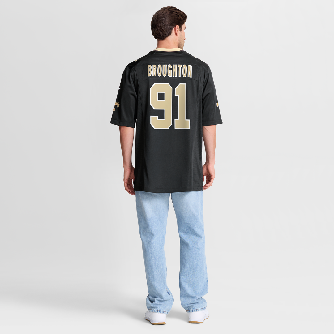 Vernon Broughton New Orleans Saints Black Team Game Jersey