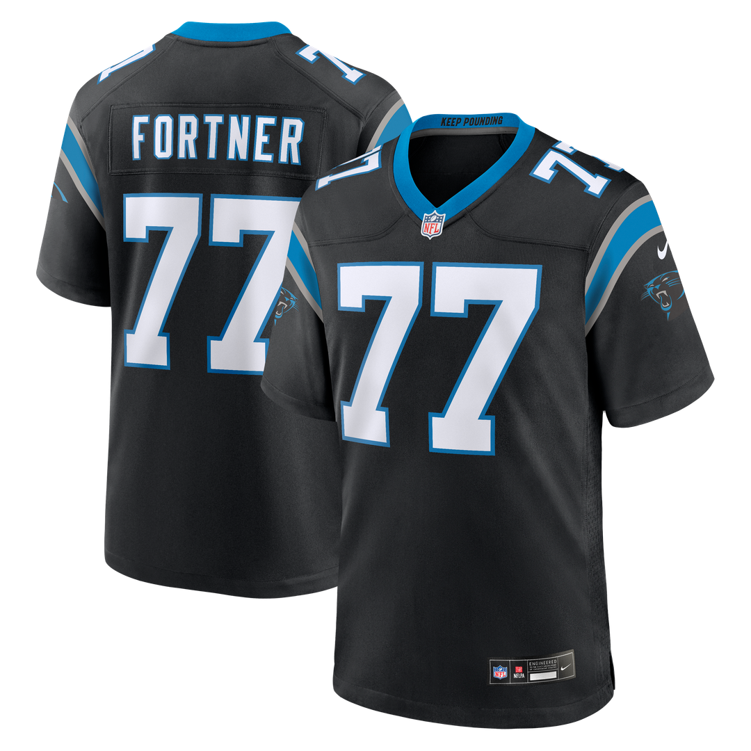 Luke Fortner Carolina Panthers Black Team Game Jersey