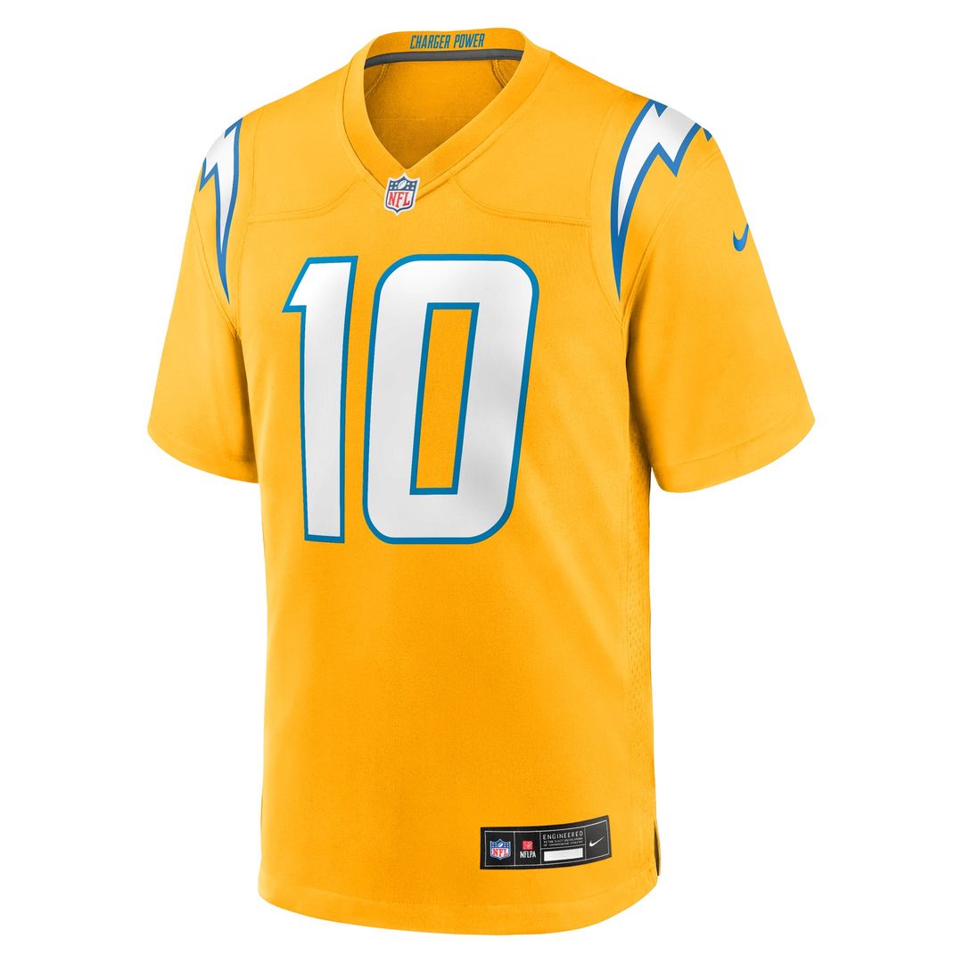 Justin Herbert Los Angeles Chargers Gold Alternate Charger Power Game Player Jersey