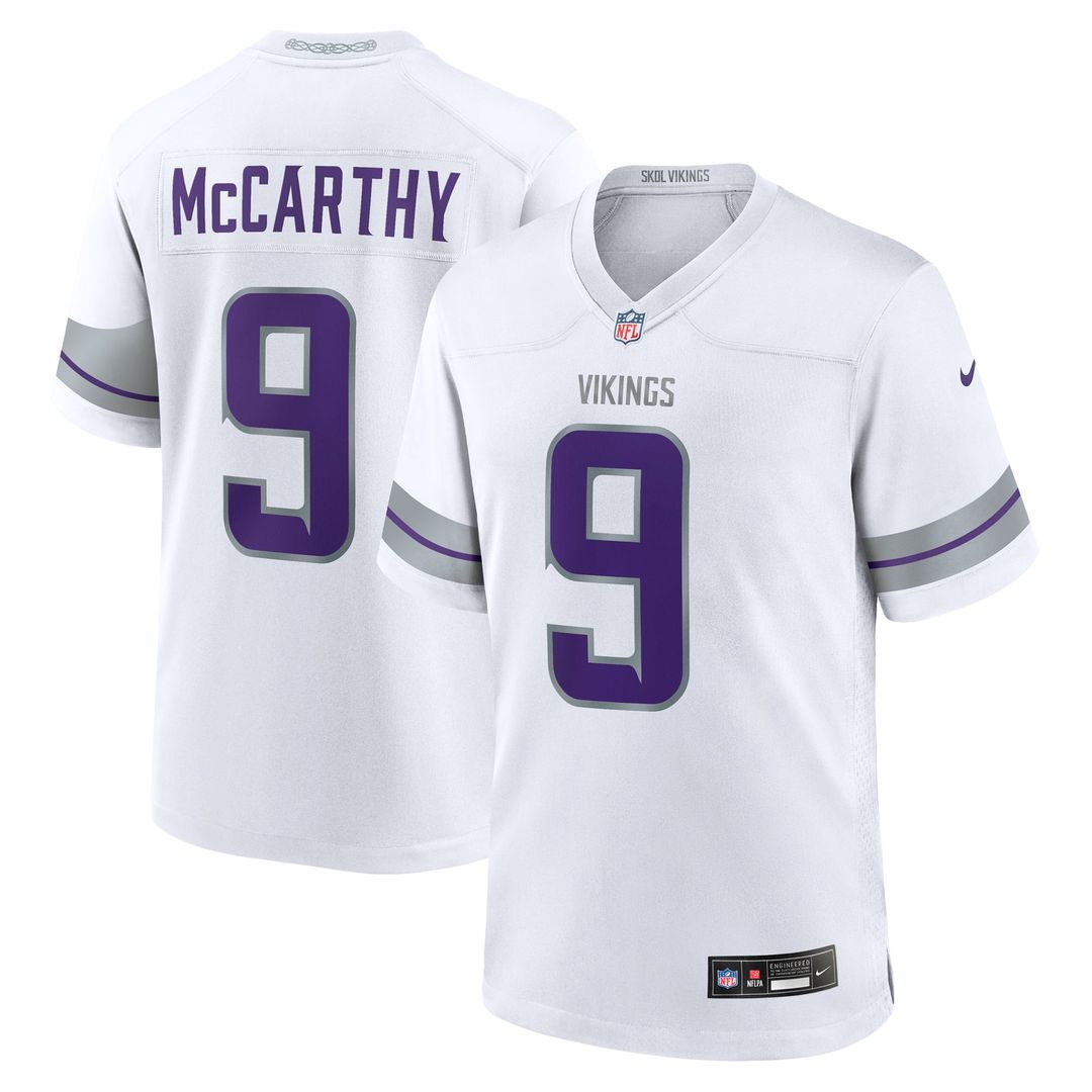 J.J. McCarthy Minnesota Vikings White Alternate Game Player Jersey