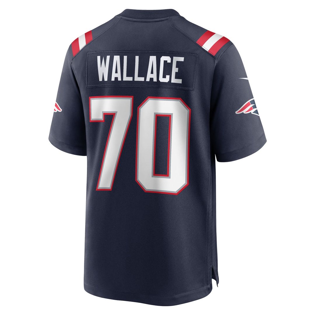 Caedan Wallace New England Patriots Navy Game Jersey
