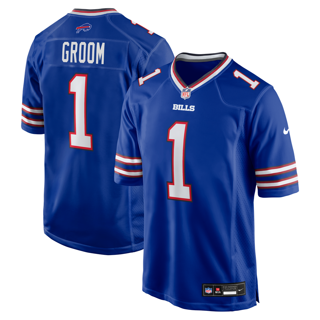 Buffalo Bills Number 1 Groom Royal Game Jersey