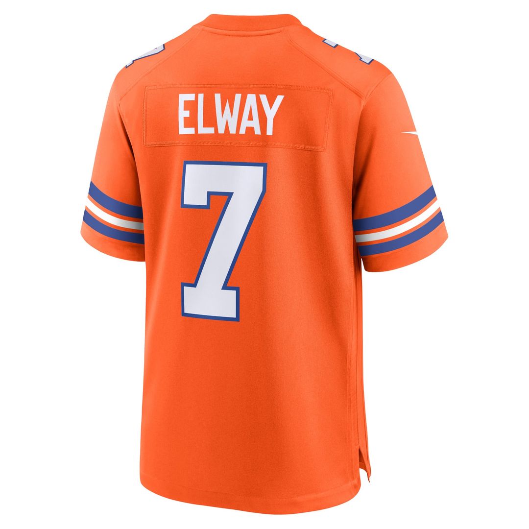 John Elway Denver Broncos Orange Mile High Collection 1977 Throwback Retired Player Game Jersey