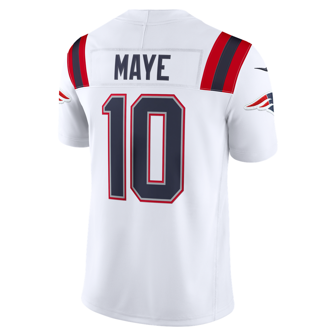 Drake Maye New England Patriots White Vapor F.U.S.E. Stitched Limited Jersey