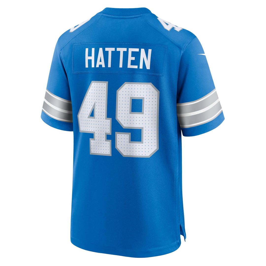 Hogan Hatten Detroit Lions Blue Game Jersey