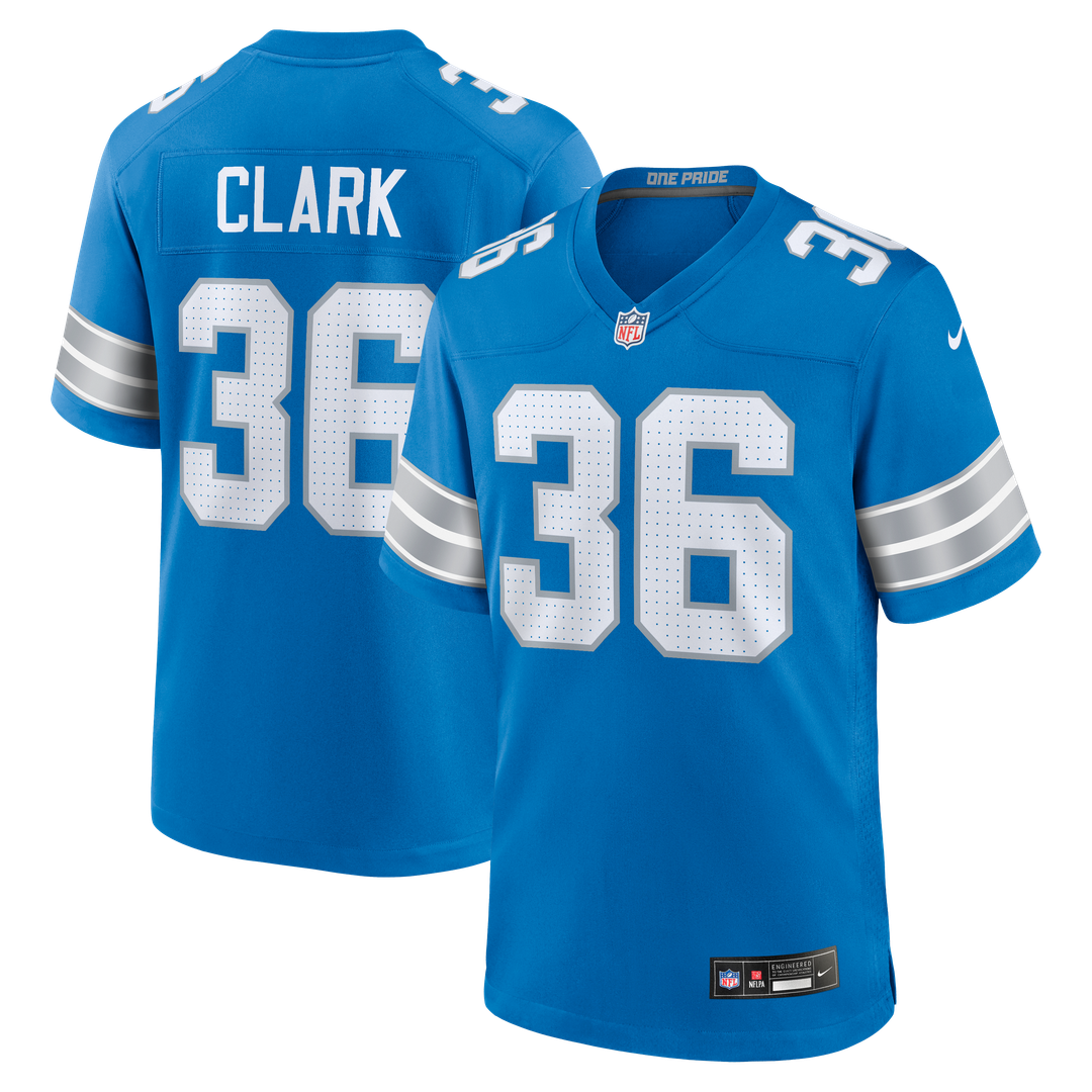 Chuck Clark Detroit Lions Blue Team Game Jersey